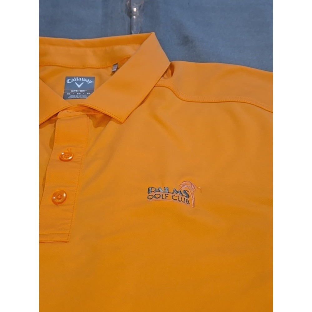 Callaway Opti-Dri Polo Shirt Men's XL Orange Gray Palms Golf Club Performance